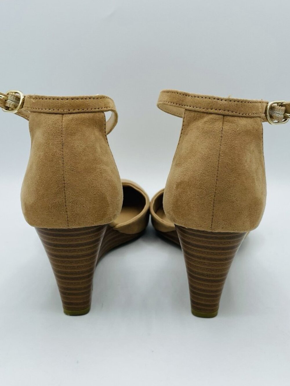 A New Day Womens Shoes Size 7.5 Tan Brown Wedge Heel Ankle Strap Comfort Sandals - Picture 7 of 11